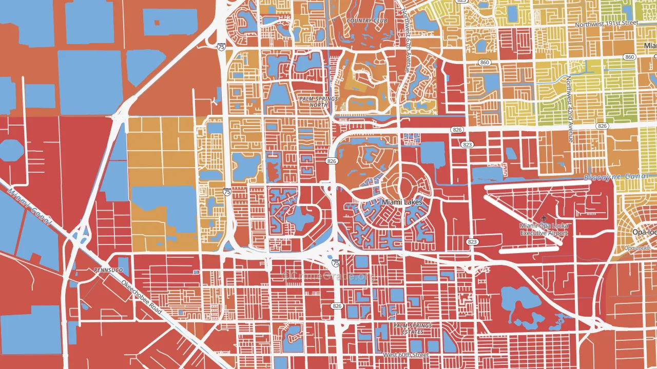 Miami Lakes, FL Map of Drug-Related Crime Rates