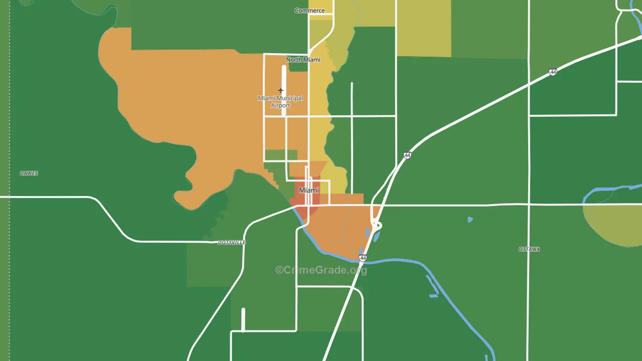 Miami, OK Map of Drug-Related Crime Rates