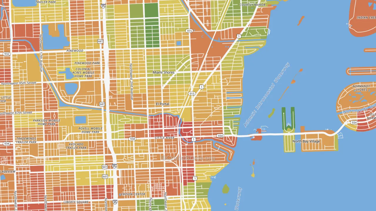 Miami Shores, FL Map of Drug-Related Crime Rates
