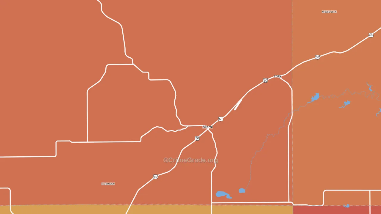 Miami, TX Map of Drug-Related Crime Rates