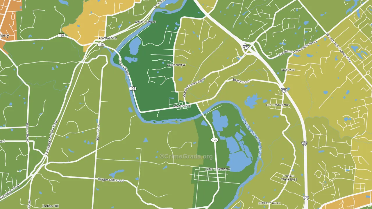 Miamiville, OH Map of Drug-Related Crime Rates