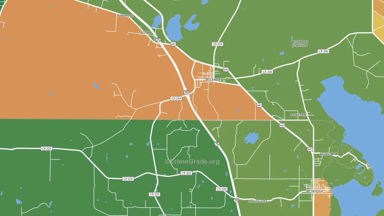 Micanopy, FL Map of Drug-Related Crime Rates