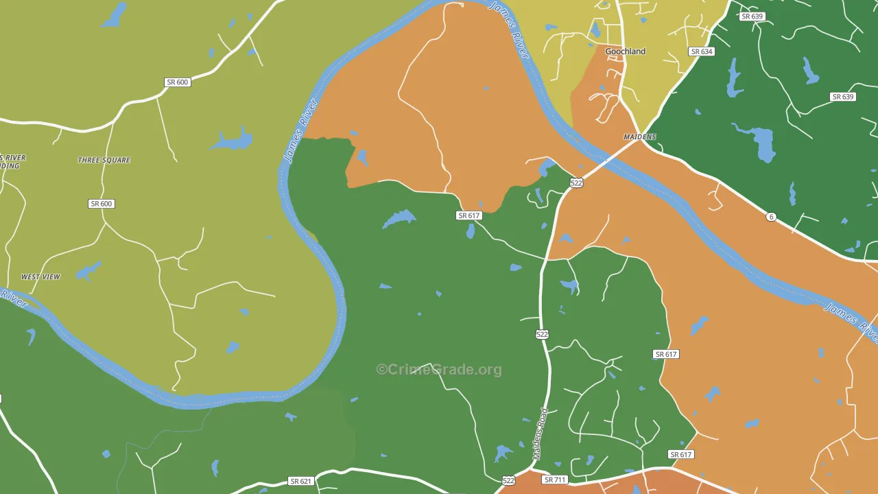 Michaux, VA Map of Drug-Related Crime Rates