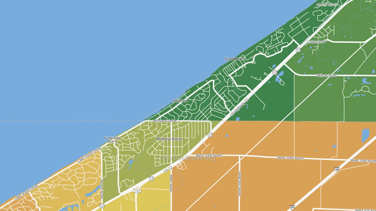 Michiana, MI Map of Drug-Related Crime Rates