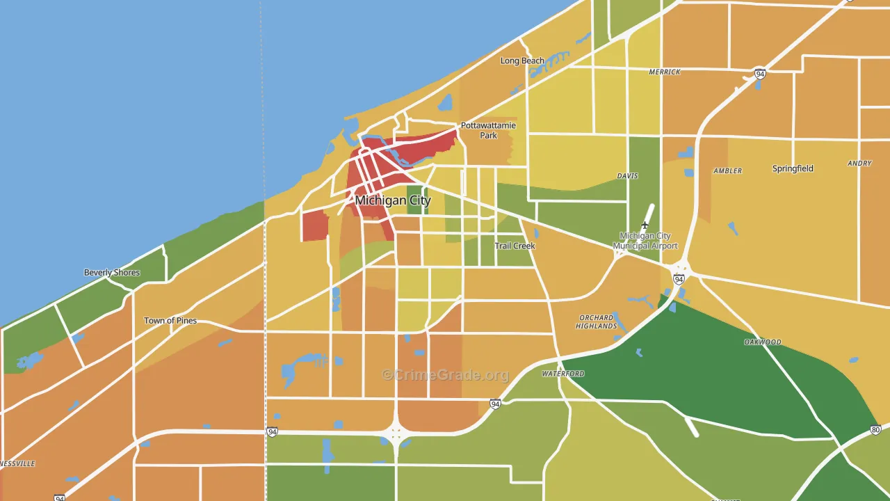 Michigan City, IN Map of Drug-Related Crime Rates