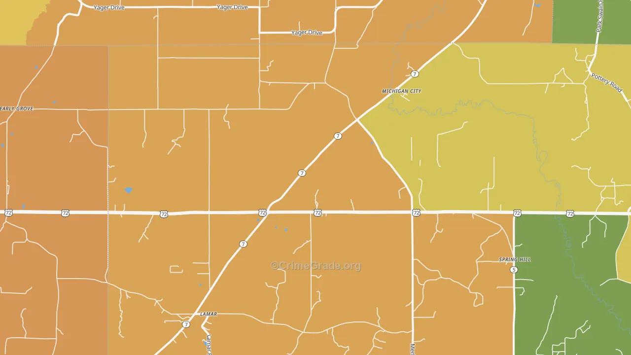 Michigan City, MS Map of Drug-Related Crime Rates