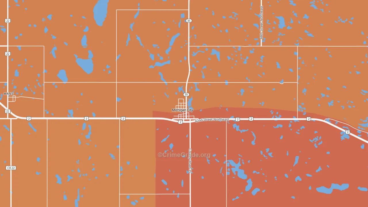 Michigan City, ND Map of Drug-Related Crime Rates
