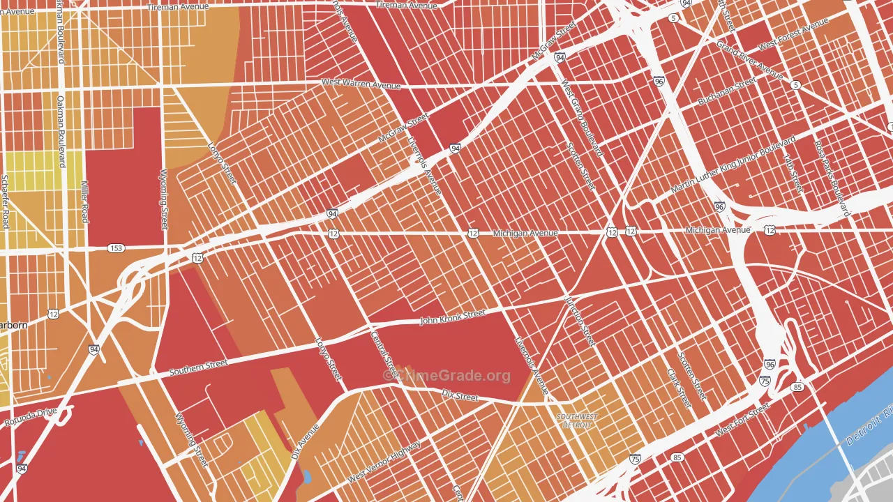 Michigan-Martin, Detroit, MI Map of Drug-Related Crime Rates