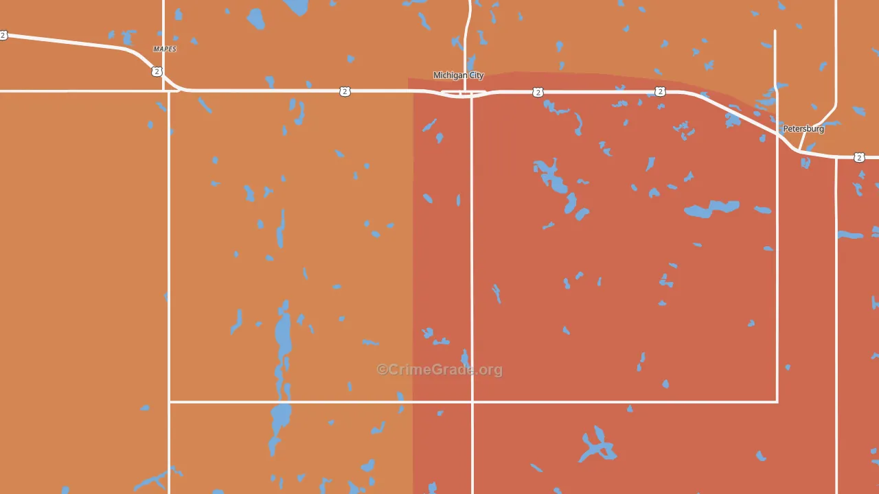 Michigan, ND Map of Drug-Related Crime Rates