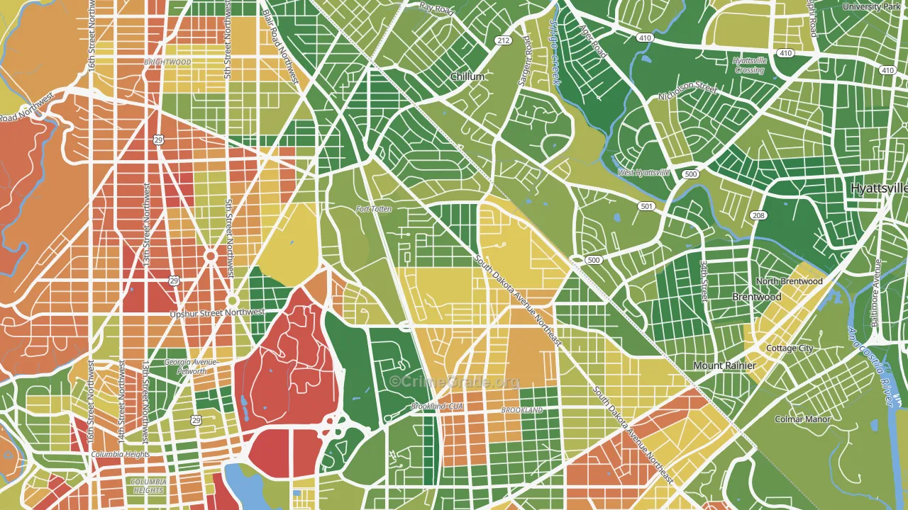Michigan Park, Washington, DC Map of Drug-Related Crime Rates