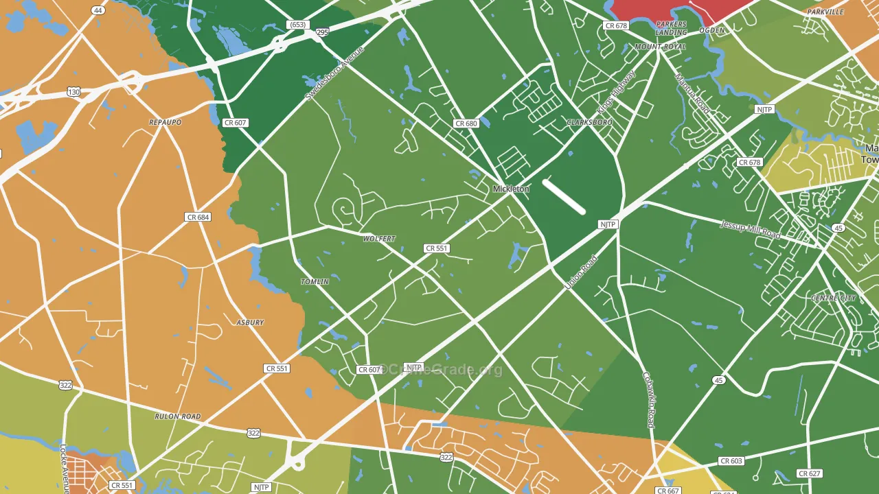 Mickleton, NJ Map of Drug-Related Crime Rates