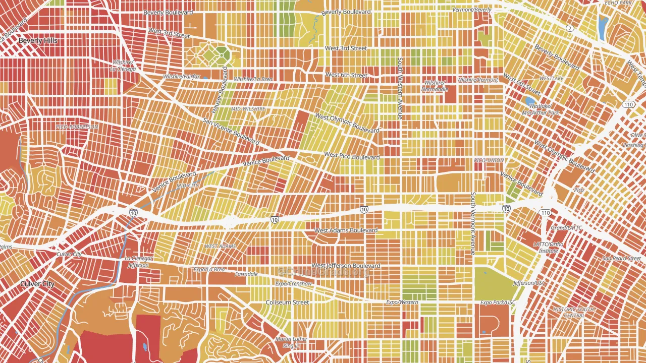 Mid City, Los Angeles, CA Map of Drug-Related Crime Rates