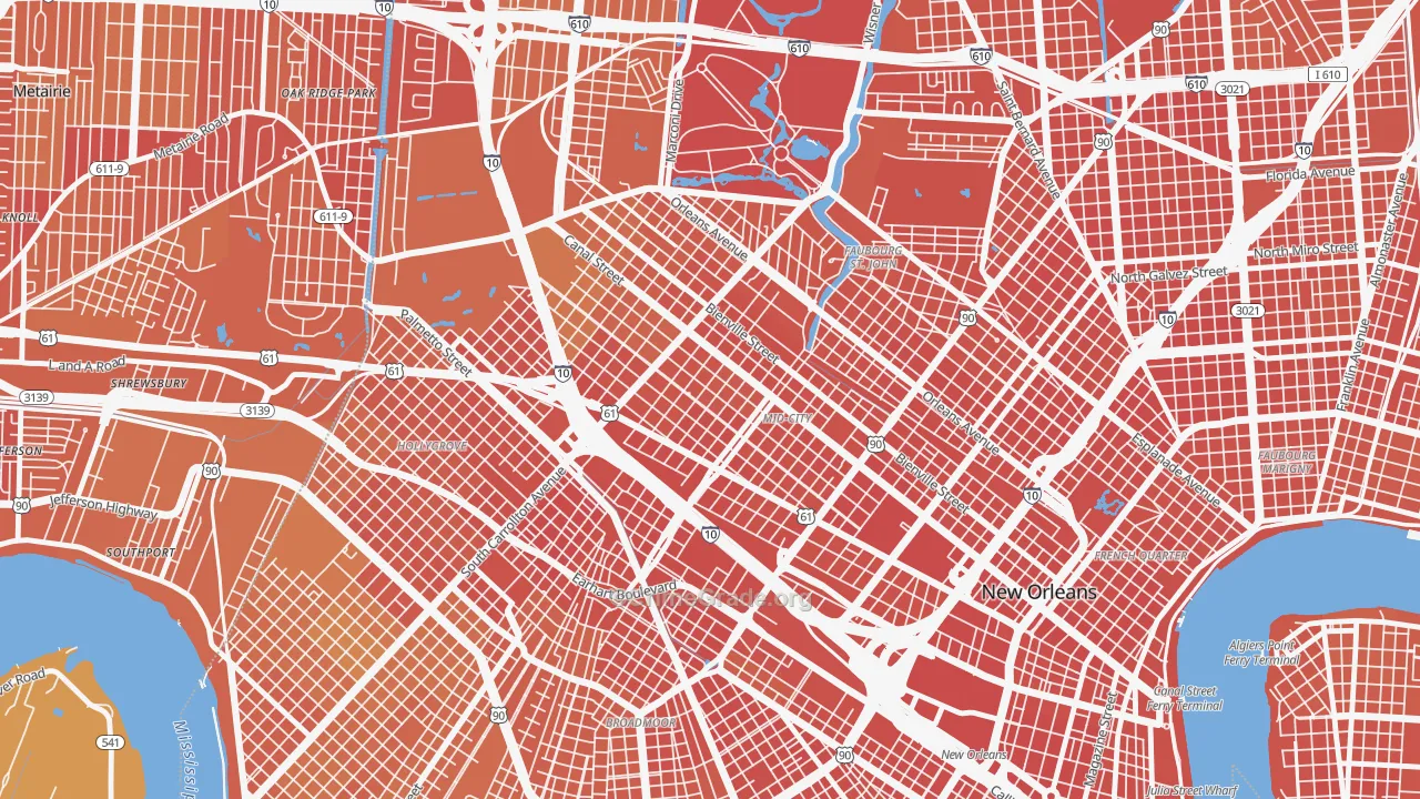 Mid-City, New Orleans, LA Map of Drug-Related Crime Rates