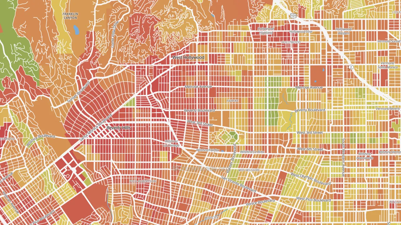 Mid City West, Los Angeles, CA Map of Drug-Related Crime Rates