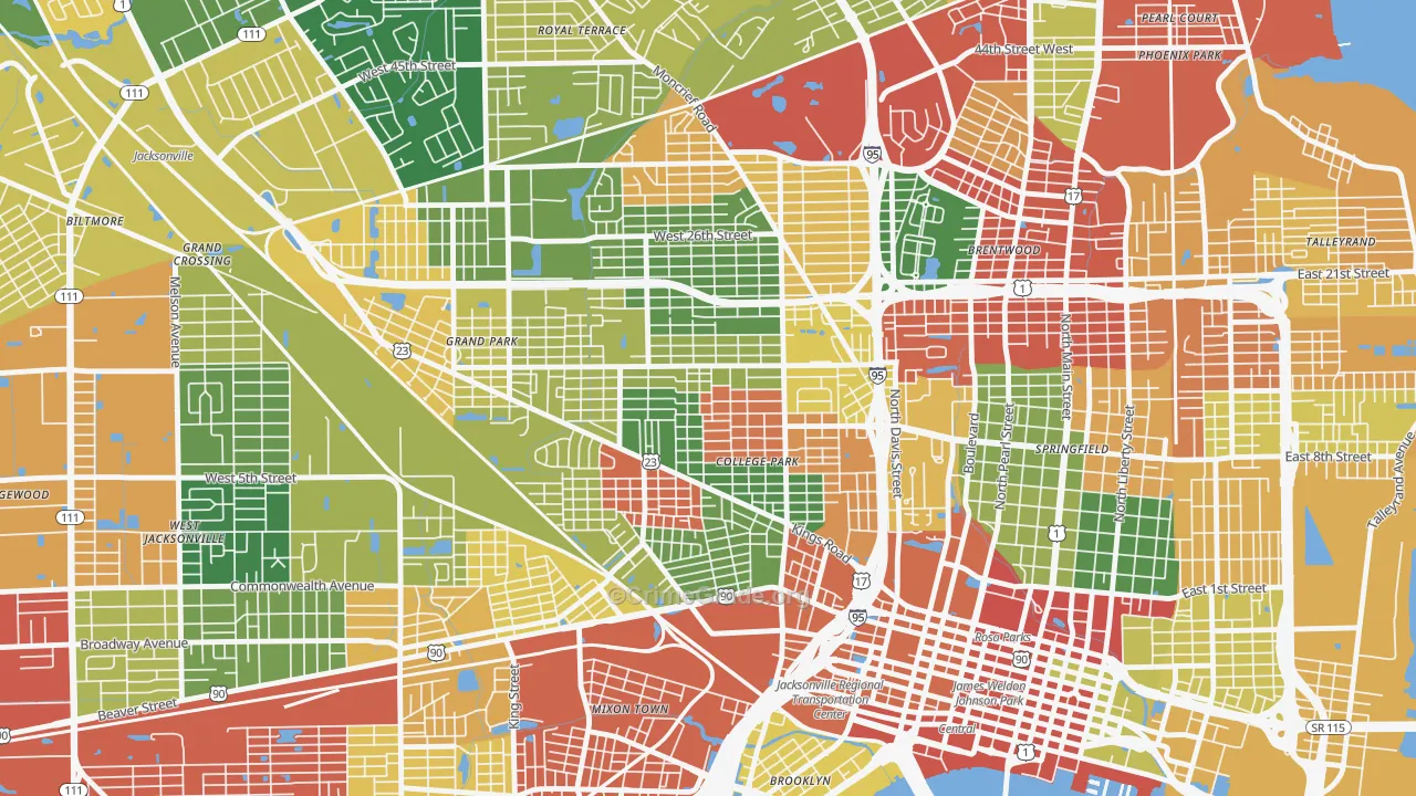 Mid-Westside, Jacksonville, FL Map of Drug-Related Crime Rates
