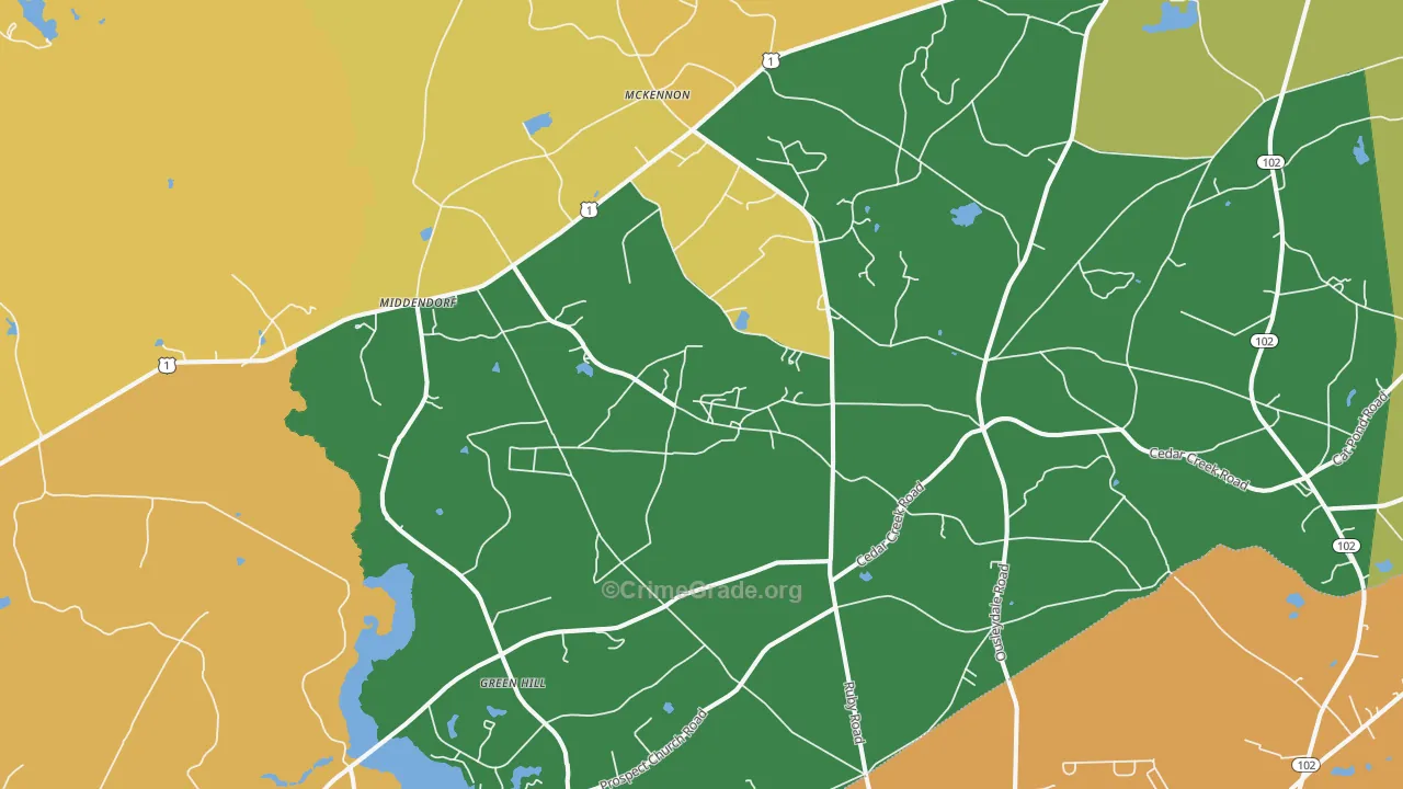 Middendorf, SC Map of Drug-Related Crime Rates