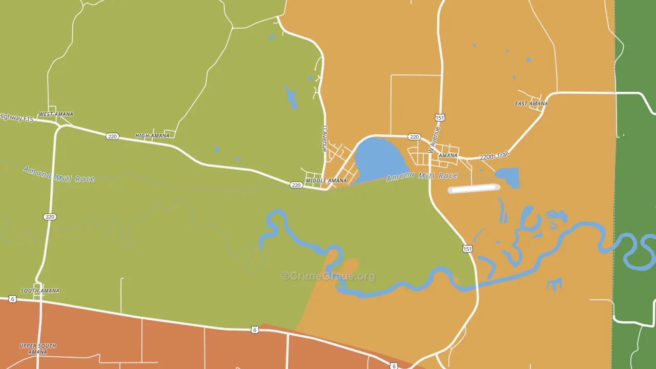 Middle Amana, IA Map of Drug-Related Crime Rates