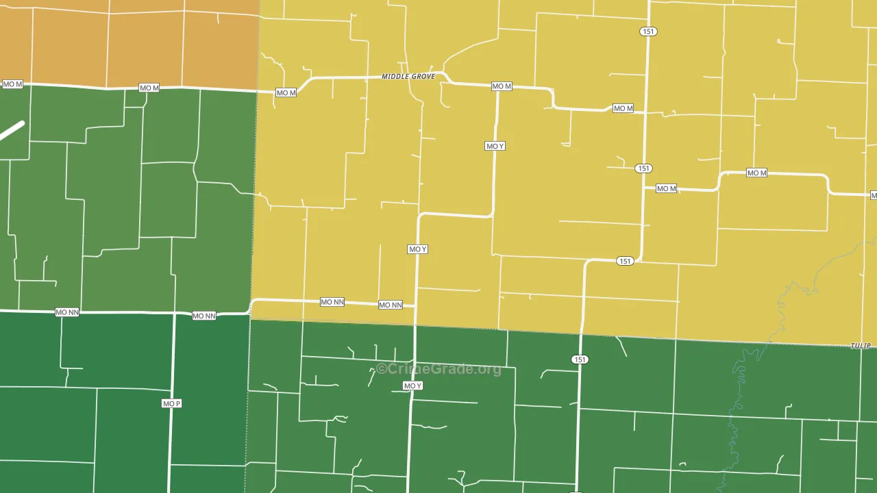 Middle Grove, MO Map of Drug-Related Crime Rates
