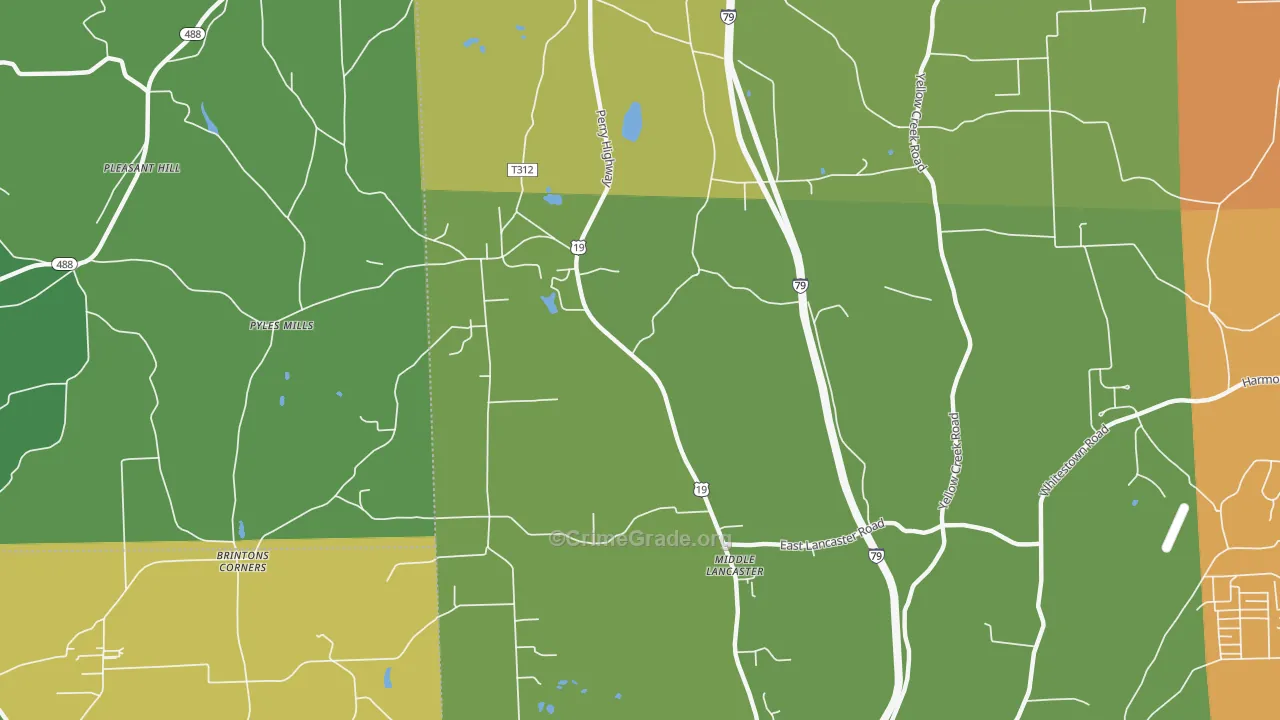 Middle Lancaster, PA Map of Drug-Related Crime Rates