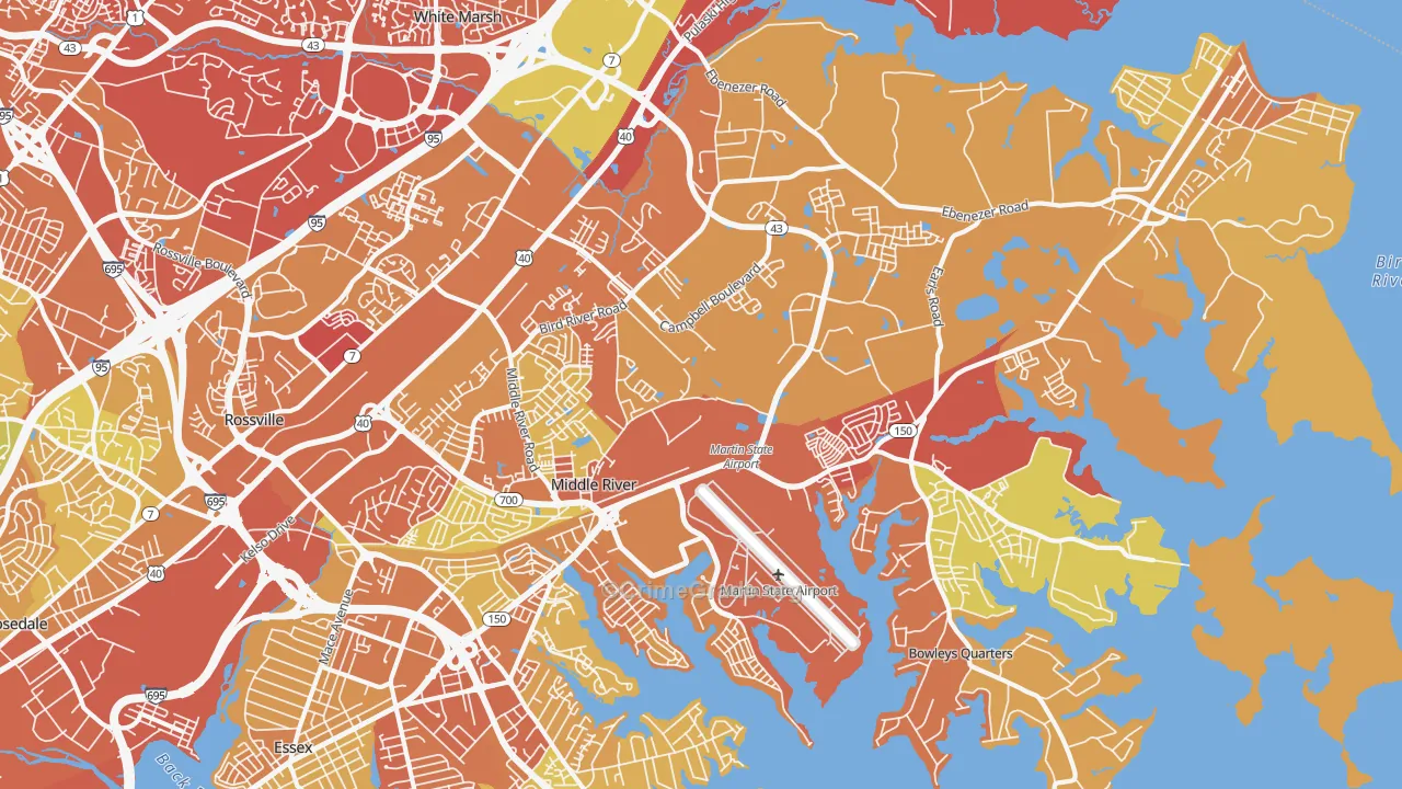 Middle River, MD Map of Drug-Related Crime Rates