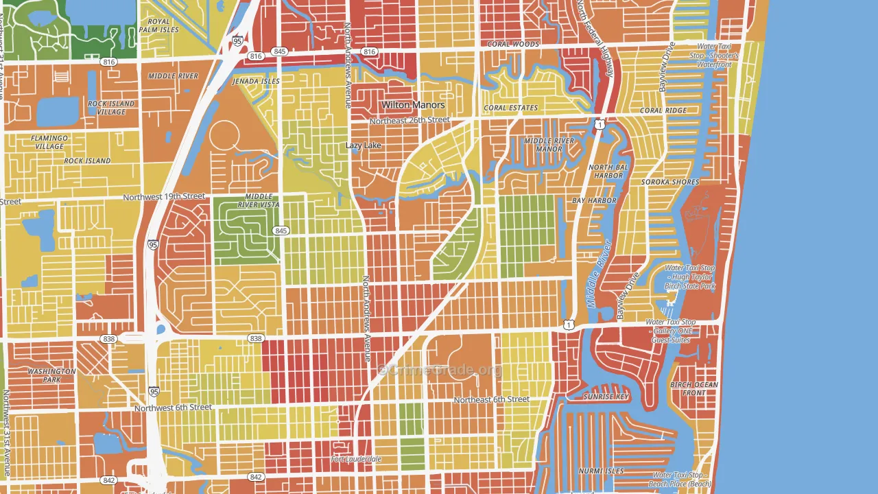 Middle River Terrace, Fort Lauderdale, FL Map of Drug-Related Crime Rates