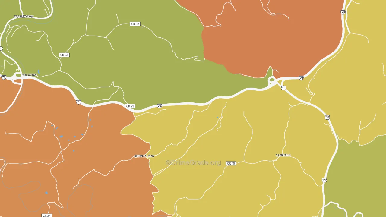 Middle Run, WV Map of Drug-Related Crime Rates
