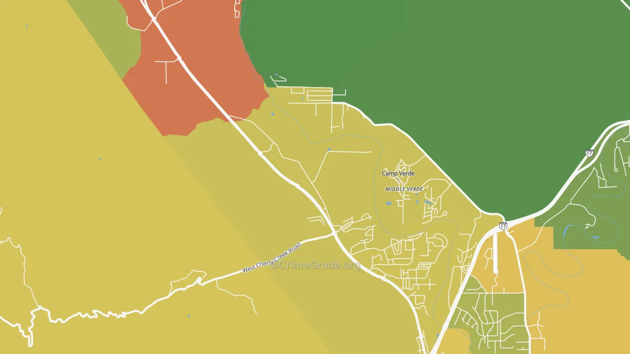 Middle Verde, AZ Map of Drug-Related Crime Rates