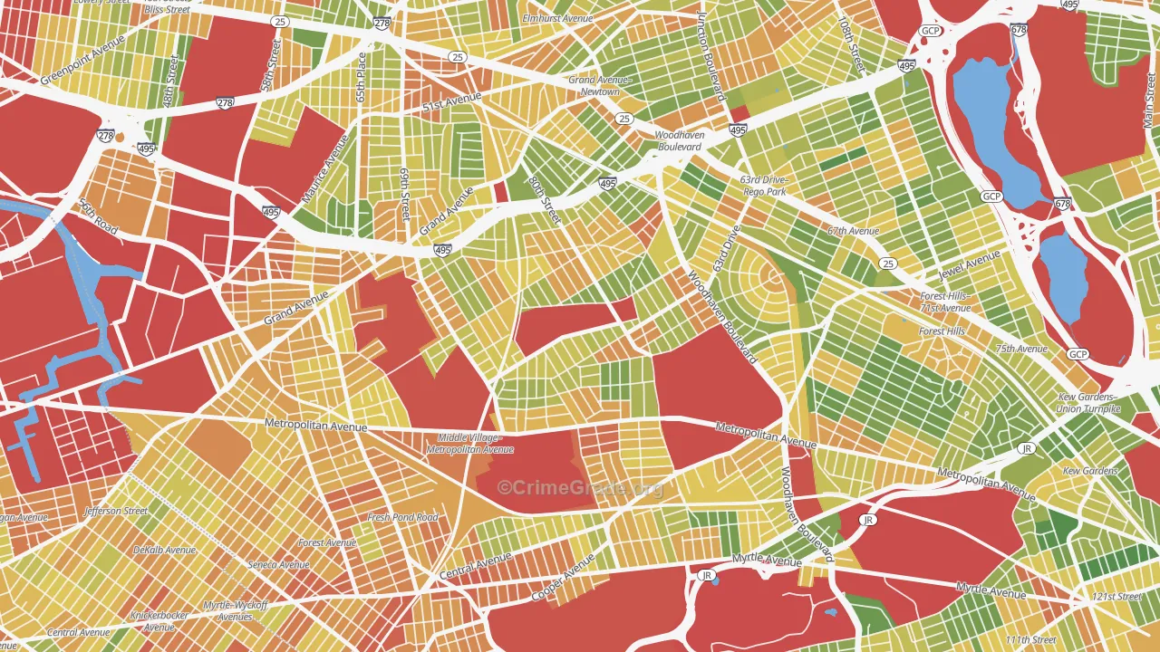 Middle Village, Queens, NY Map of Drug-Related Crime Rates