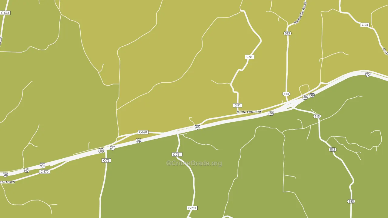 Middlebourne, OH Map of Drug-Related Crime Rates