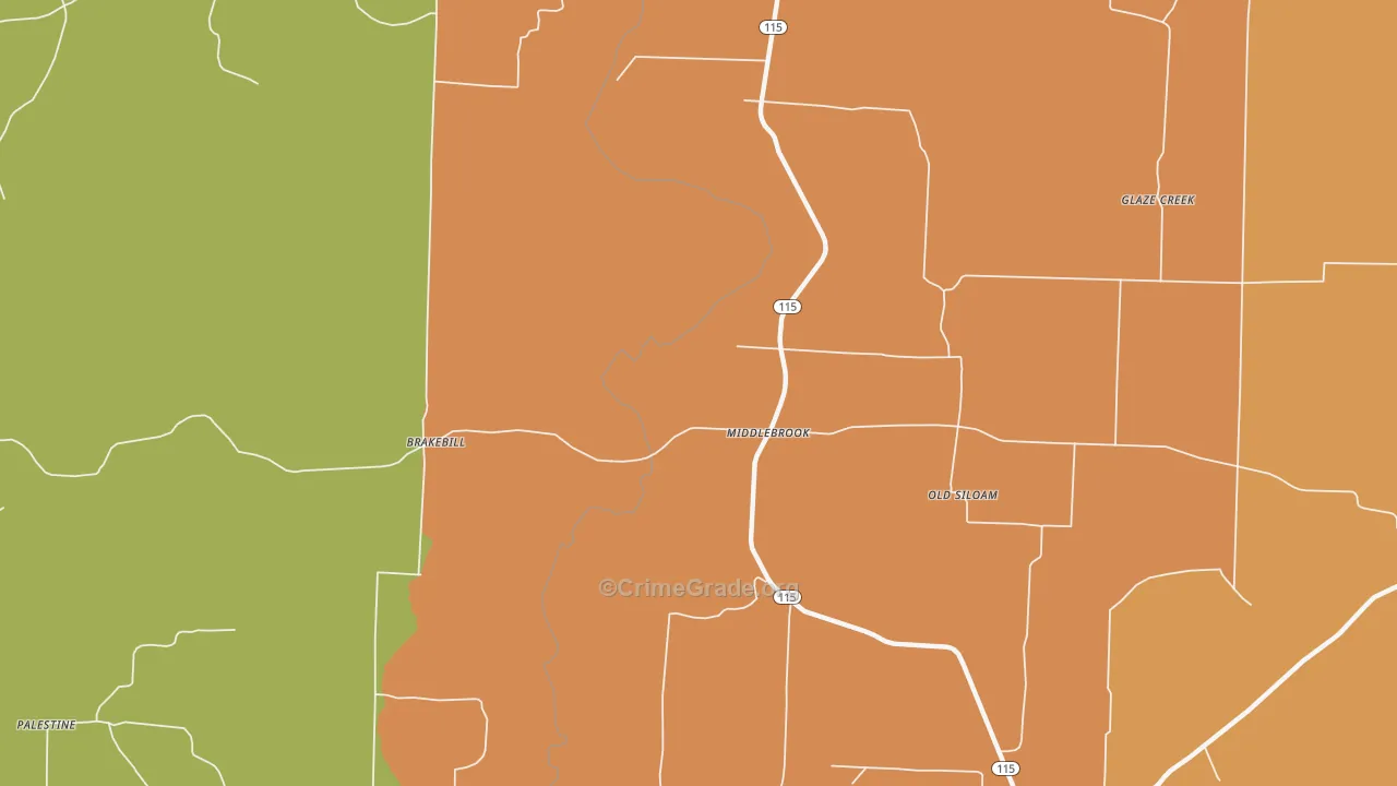 Middlebrook, AR Map of Drug-Related Crime Rates