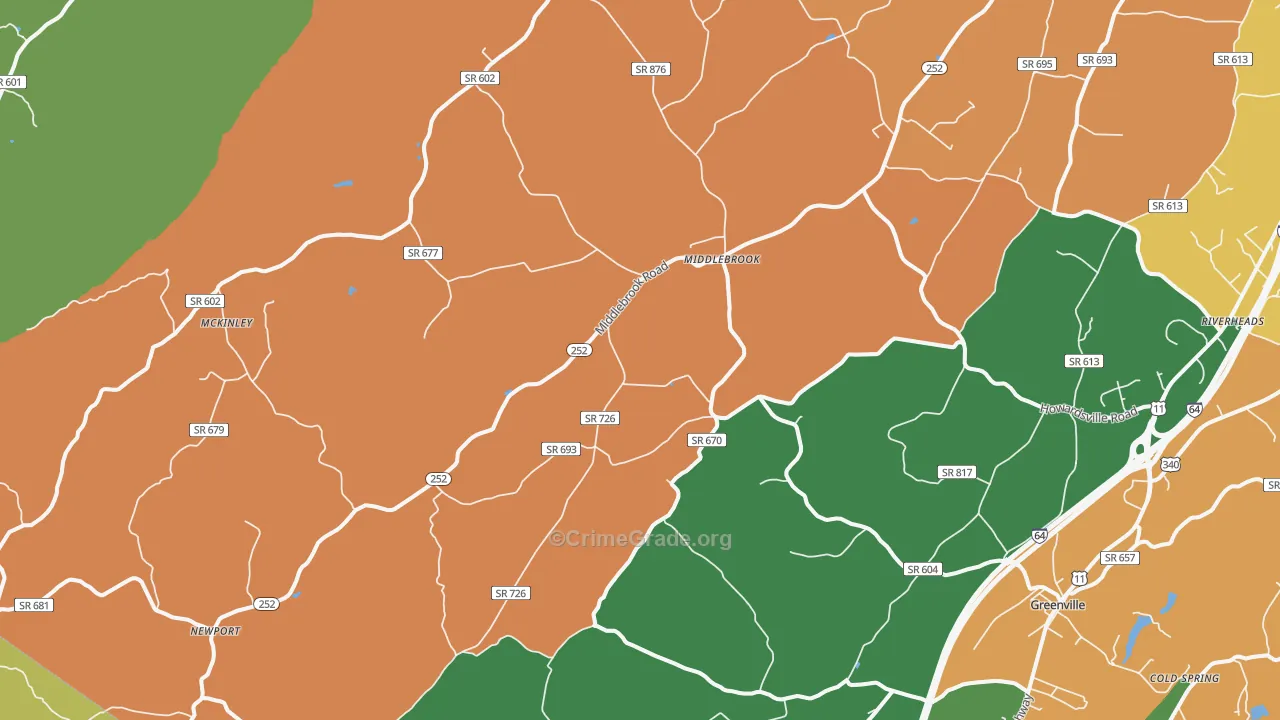 Middlebrook, VA Map of Drug-Related Crime Rates