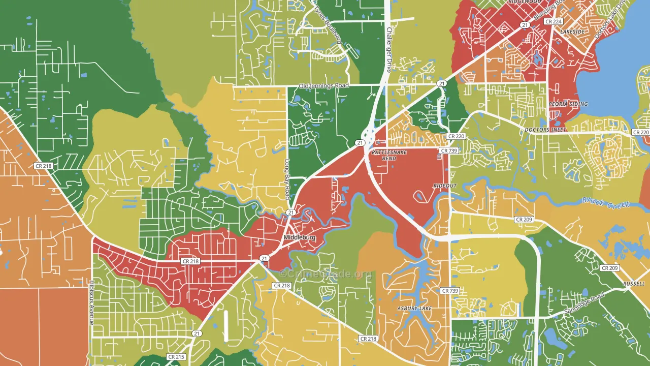 Middleburg, FL Map of Drug-Related Crime Rates
