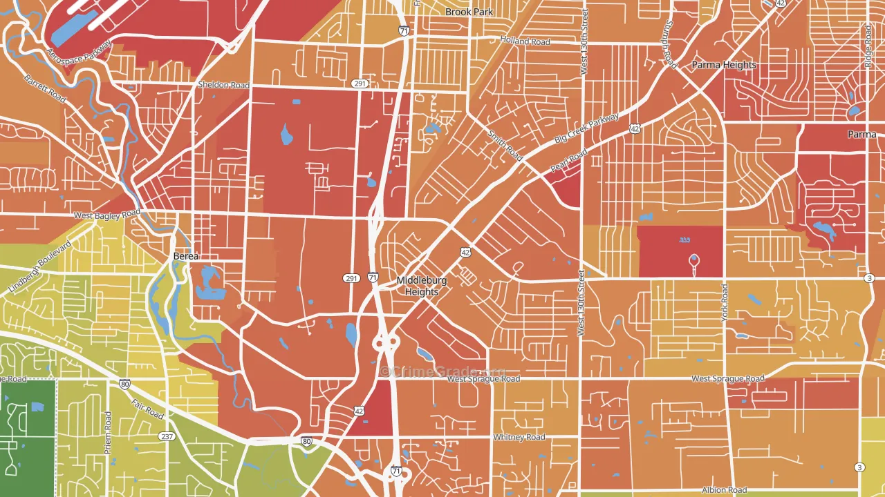 Middleburg Heights, OH Map of Drug-Related Crime Rates