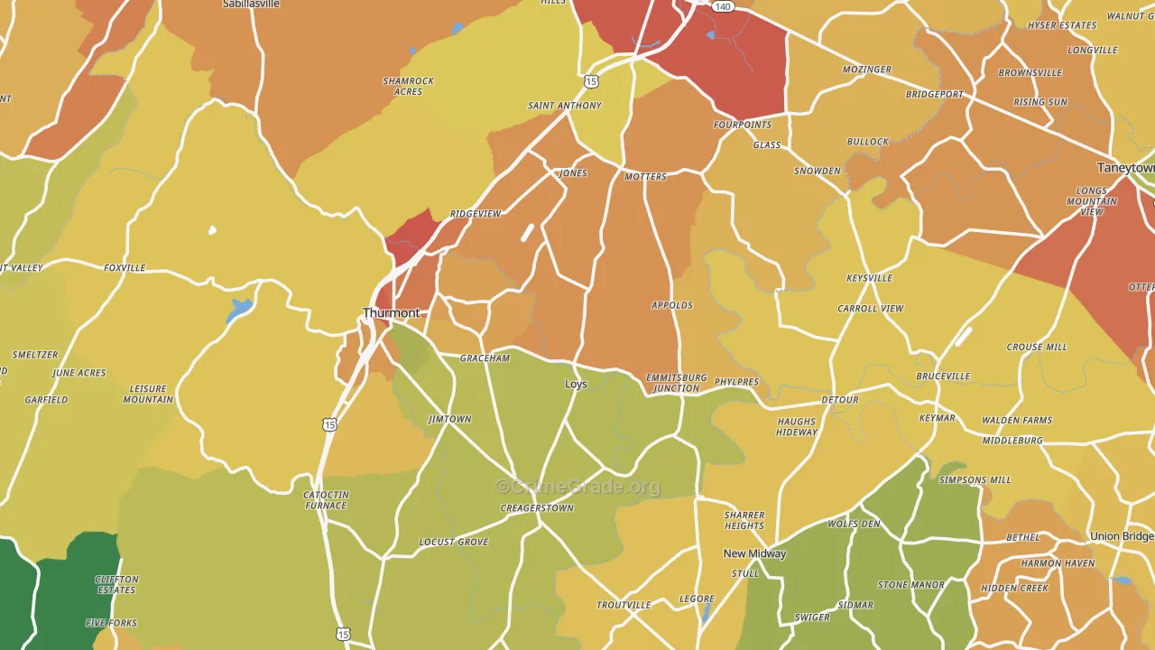Middleburg, MD Map of Drug-Related Crime Rates