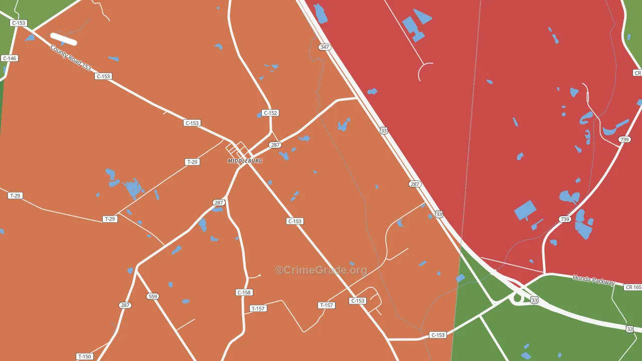 Middleburg, OH Map of Drug-Related Crime Rates