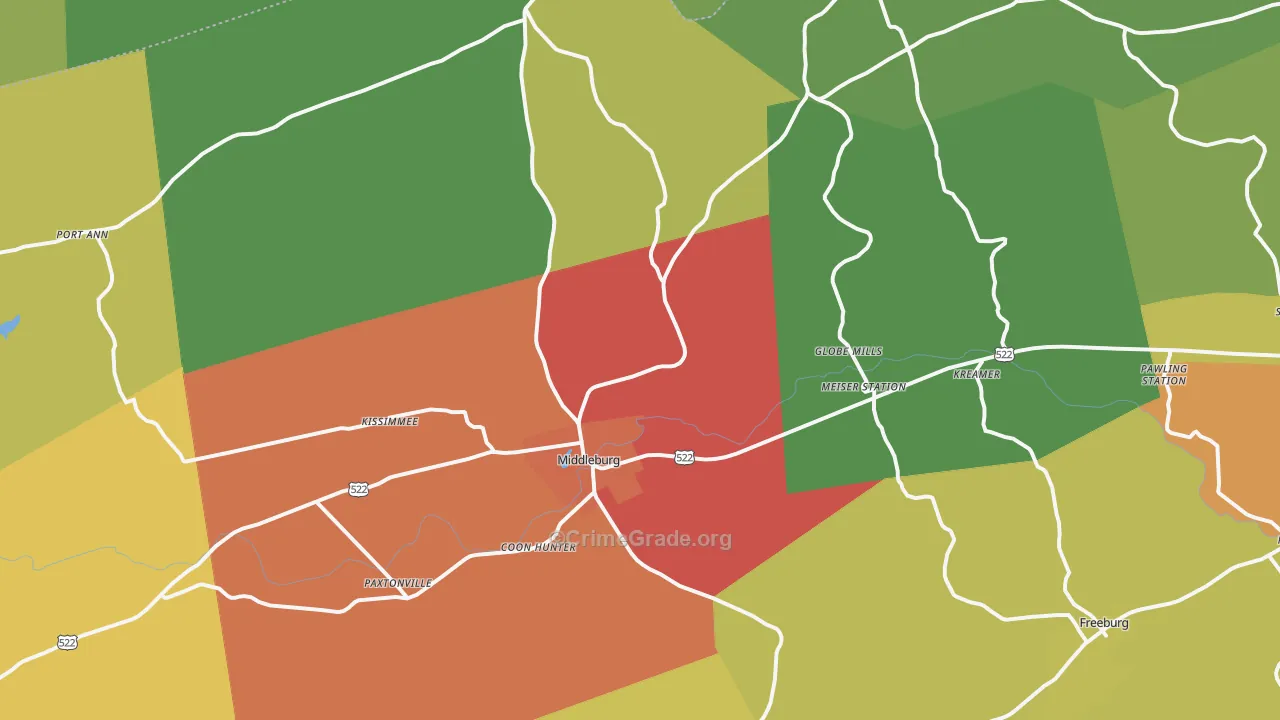 Middleburg, PA Map of Drug-Related Crime Rates
