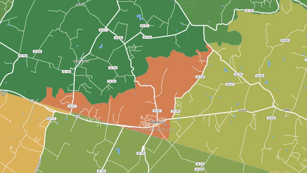 Middleburg, VA Map of Drug-Related Crime Rates