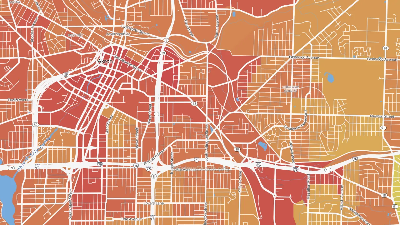 Middlebury, Akron, OH Map of Drug-Related Crime Rates