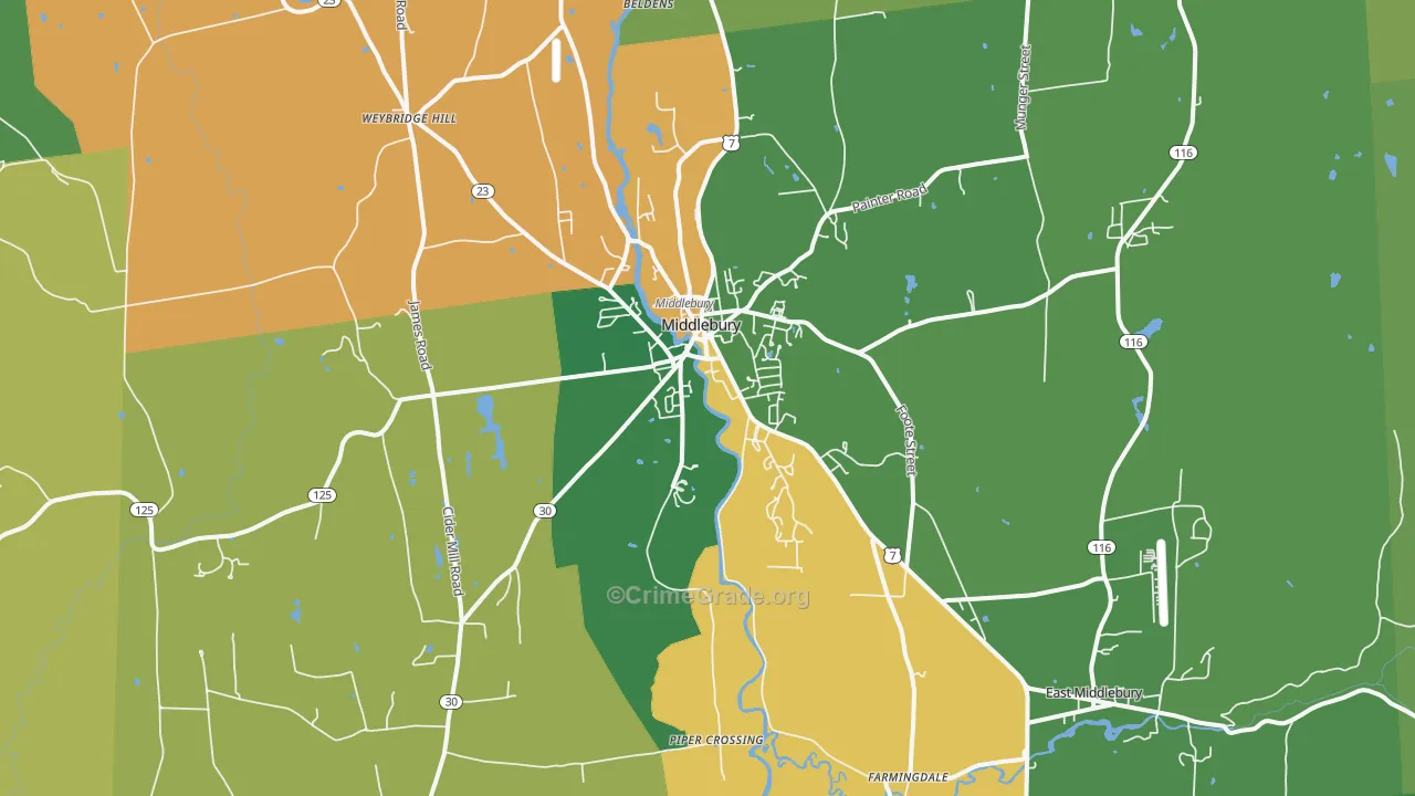 Middlebury, VT Map of Drug-Related Crime Rates
