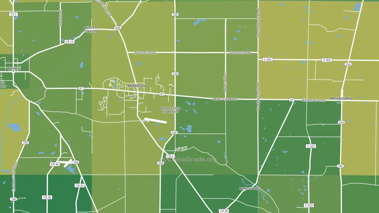 Middlefield, OH Map of Drug-Related Crime Rates