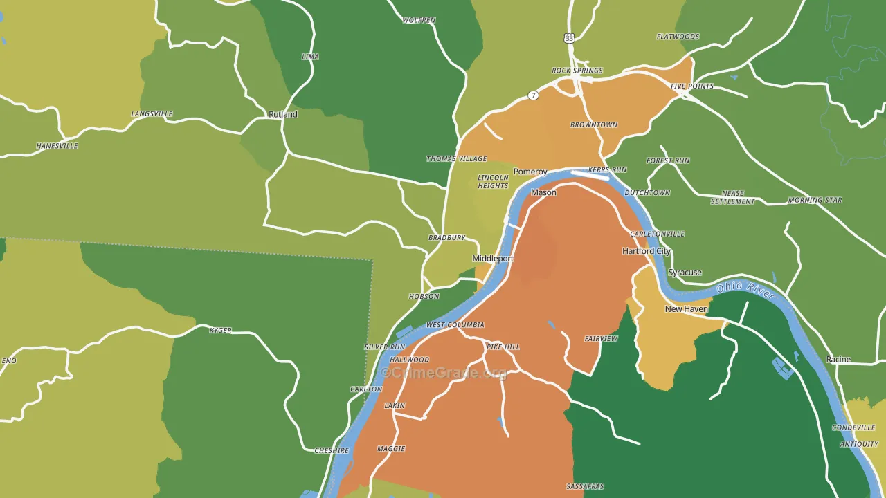 Middleport, OH Map of Drug-Related Crime Rates