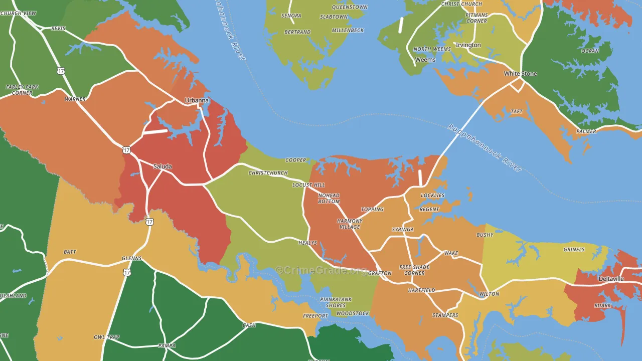 Middlesex County, VA Map of Drug-Related Crime Rates