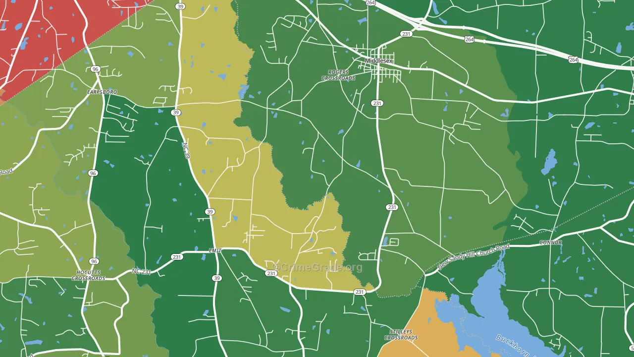 Middlesex, NC Map of Drug-Related Crime Rates