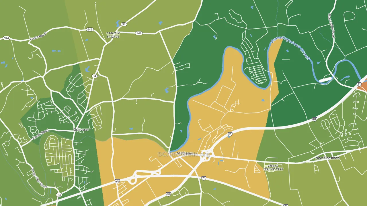Middlesex, PA Map of Drug-Related Crime Rates