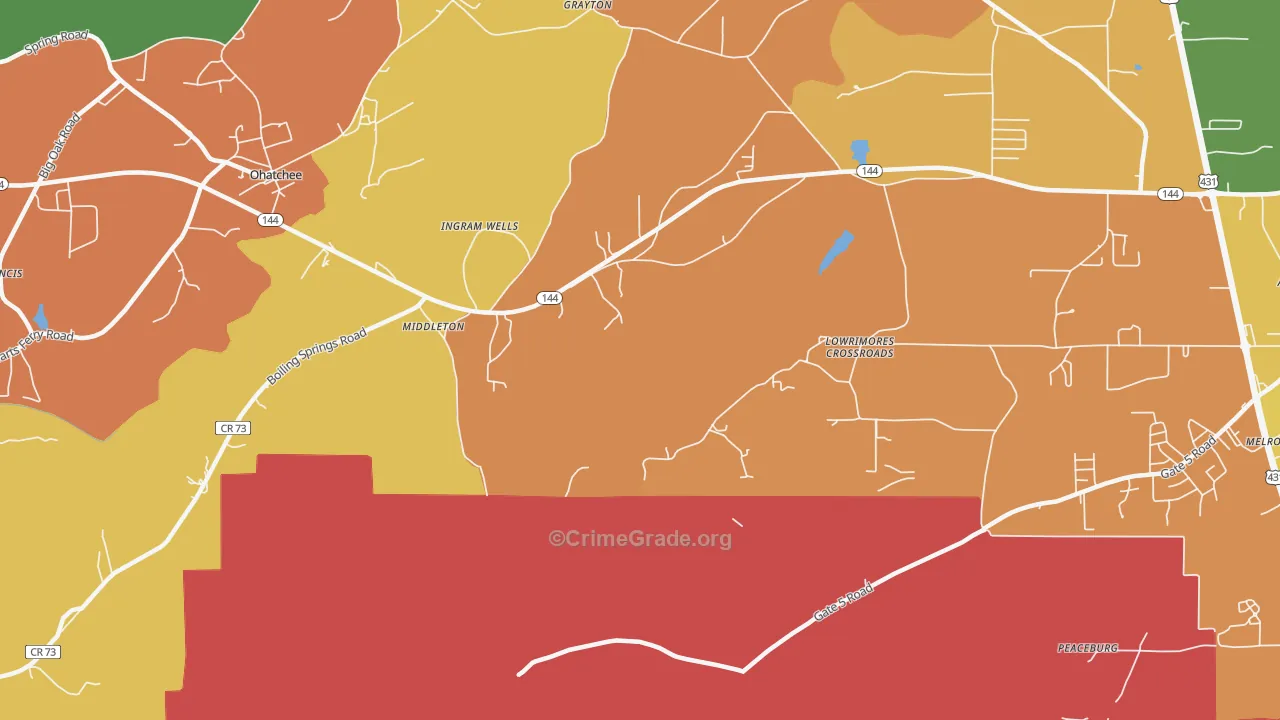 Middleton, AL Map of Drug-Related Crime Rates