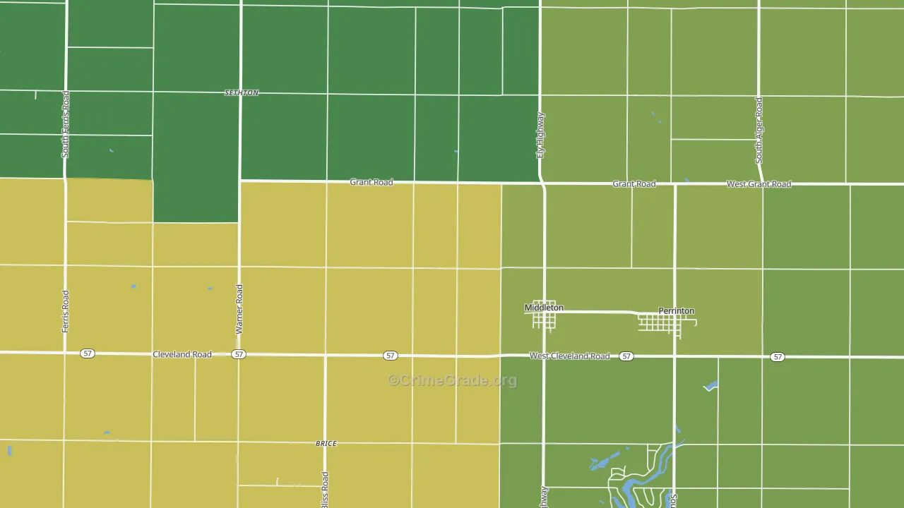 Middleton, MI Map of Drug-Related Crime Rates