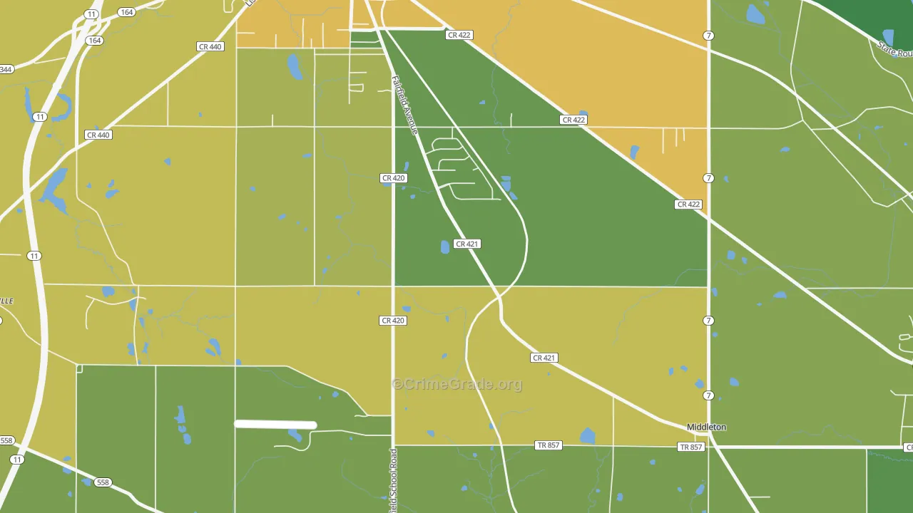 Middleton, OH Map of Drug-Related Crime Rates