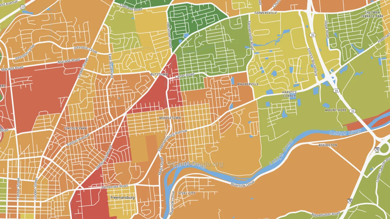 middletown, Bethlehem, PA Map of Drug-Related Crime Rates