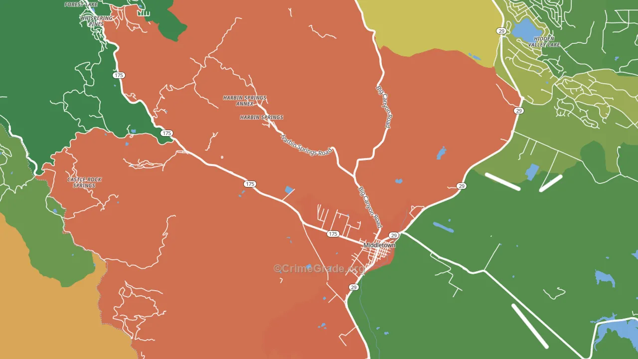 Middletown, CA Map of Drug-Related Crime Rates