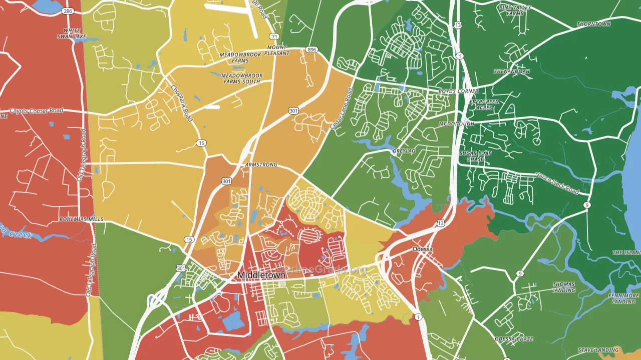 Middletown, DE Map of Drug-Related Crime Rates